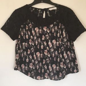 Lace and chiffon crop top